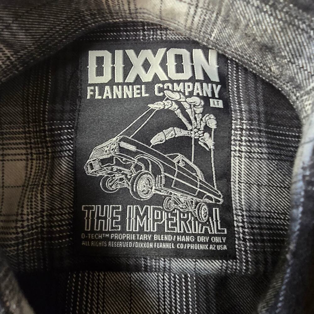 DIXXON FLANNEL CO The Imperial D-Tech Flannel Mens Size Large Tall Black White - Picture 4 of 6